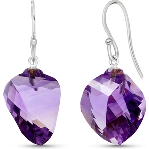 QP Jewellers Amethyst Spiral Briolette Drop Earrings 21.5ctw in 9ct White Gold