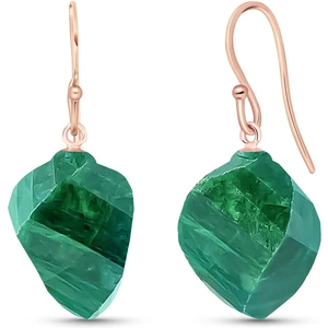 QP Jewellers Emerald Spiral Briolette Drop Earrings 30.5ctw in 9ct Rose Gold