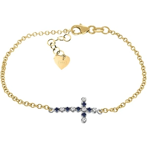 QP Jewellers Sapphire & Diamond Adjustable Cross Bracelet in 9ct Gold