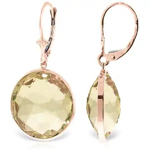 QP Jewellers Lemon Quartz Drop Earrings 34ctw in 9ct Rose Gold