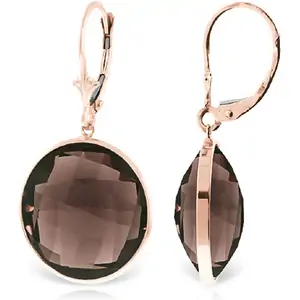 QP Jewellers Smoky Quartz Drop Earrings 34ctw in 9ct Rose Gold