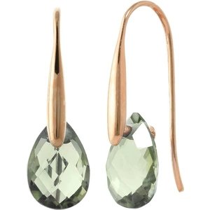 QP Jewellers Green Amethyst Briolette Drop Earrings 6ctw in 9ct Rose Gold