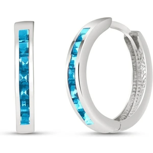 QP Jewellers Blue Topaz Huggie Earrings 1.85ctw in 9ct White Gold