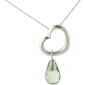 QP Jewellers Pear Cut Green Amethyst Pendant Necklace 2.25ct in 9ct White Gold