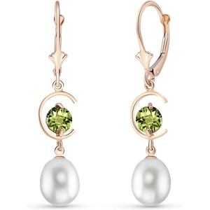 QP Jewellers Pearl & Peridot Drop Earrings in 9ct Rose Gold