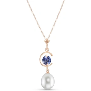 QP Jewellers Pearl & Tanzanite Pendant Necklace in 9ct Rose Gold