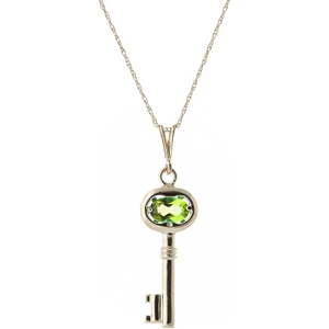 QP Jewellers Peridot Key Charm Pendant Necklace 0.5ct in 9ct Rose Gold