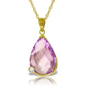 QP Jewellers Amethyst & Diamond Chequer Pendant Necklace in 9ct Gold