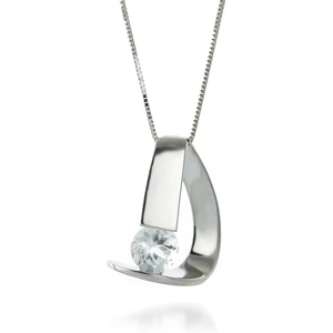 QP Jewellers Aquamarine Arc Pendant Necklace 1ct in 9ct White Gold