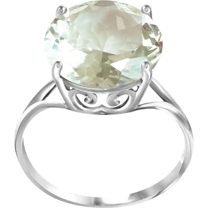 QP Jewellers Round Cut Green Amethyst Ring 5.5ct in 9ct White Gold