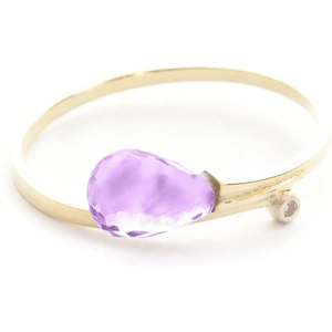 QP Jewellers Amethyst & Diamond Droplet Ring in 18ct Gold