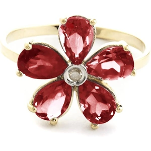 QP Jewellers Garnet & Diamond Five Petal Ring in 18ct Gold
