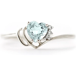 QP Jewellers Aquamarine & Diamond Passion Ring in 18ct White Gold