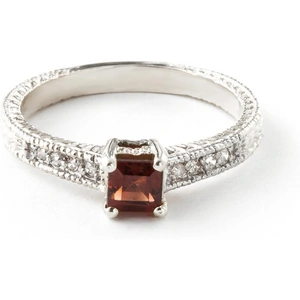 QP Jewellers Garnet & Diamond Shoulder Set Ring in 18ct White Gold
