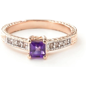 QP Jewellers Amethyst & Diamond Shoulder Set Ring in 18ct Rose Gold