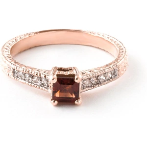 QP Jewellers Garnet & Diamond Shoulder Set Ring in 18ct Rose Gold