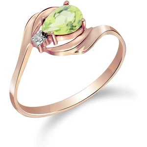 QP Jewellers Peridot & Diamond Flare Ring in 18ct Rose Gold