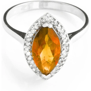 QP Jewellers Citrine & Diamond Halo Ring in 18ct White Gold