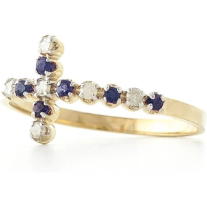 QP Jewellers Sapphire & Diamond Cross Ring in 18ct Gold