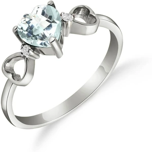 QP Jewellers Aquamarine & Diamond Trinity Ring in Sterling Silver