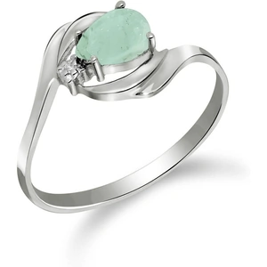 QP Jewellers Emerald & Diamond Flare Ring in Sterling Silver