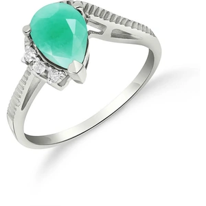 QP Jewellers Emerald & Diamond Belle Ring in Sterling Silver