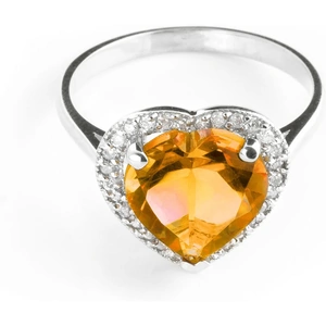 QP Jewellers Citrine & Diamond Halo Ring in Sterling Silver