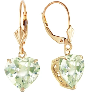 QP Jewellers Green Amethyst Large Heart Earrings 6.2ctw in 9ct Gold