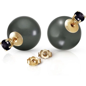 QP Jewellers Black Pearl & Black Diamond Shell Stud Earrings in 9ct Gold