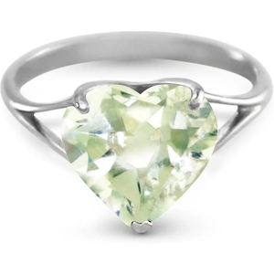 QP Jewellers Green Amethyst Large Heart Ring 3.1ct in 9ct White Gold