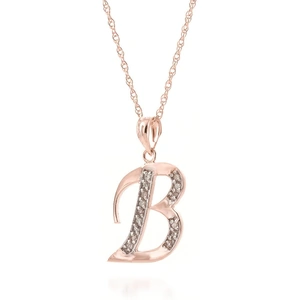 QP Jewellers Diamond Letter Initial Pendant Necklace 0.07ctw in 9ct Rose Gold