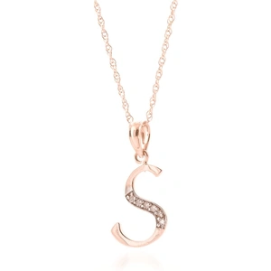 QP Jewellers Diamond Letter Initial Pendant Necklace 0.03ctw in 9ct Rose Gold