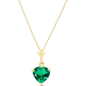 QP Jewellers Heart Shaped Lab Grown Emerald Pendant Necklace 1ct in 9ct Gold