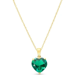 QP Jewellers Heart Shaped Lab Grown Emerald Pendant Necklace 2.75ct in 9ct Gold