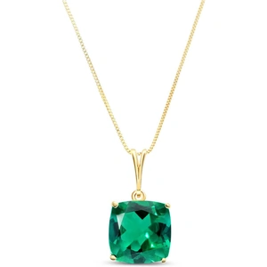 QP Jewellers Cushion Cut Lab Grown Emerald Pendant Necklace 3.1ct in 9ct Gold