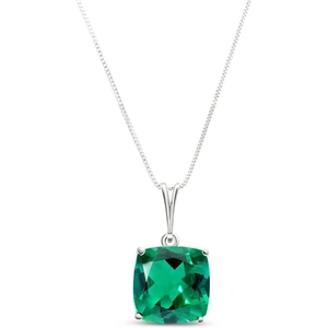 QP Jewellers Cushion Cut Lab Grown Emerald Pendant Necklace 3.1ct in 9ct White Gold