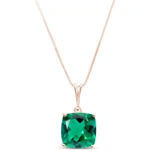 QP Jewellers Cushion Cut Lab Grown Emerald Pendant Necklace 3.1ct in 9ct Rose Gold
