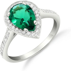 QP Jewellers Lab Grown Emerald & Diamond Halo Ring in Sterling Silver