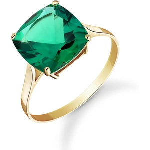 QP Jewellers Cushion Cut Lab Grown Emerald Ring 3.1ct in 18ct Gold