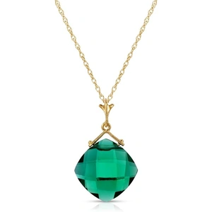 QP Jewellers Cushion Cut Lab Grown Emerald Pendant Necklace 5.6ct in 9ct Gold