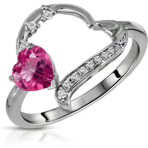 QP Jewellers Topaz & Diamond Heart Ring in 9ct White Gold