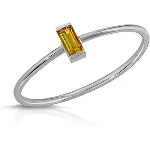 QP Jewellers Baguette cut Citrine Ring 0.15ct in 9ct White Gold