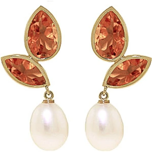 QP Jewellers Citrine & Pearl Petal Drop Earrings in 9ct Gold