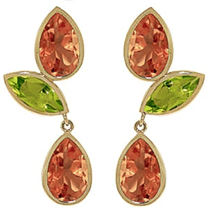 QP Jewellers Citrine & Peridot Petal Drop Earrings in 9ct Gold