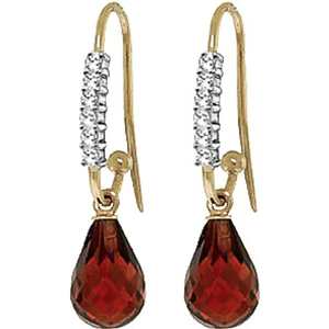 QP Jewellers Diamond & Garnet Stem Droplet Earrings in 9ct Gold