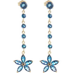 QP Jewellers Blue Topaz Daisy Chain Drop Earrings 4.8 ctw in 9ct Gold