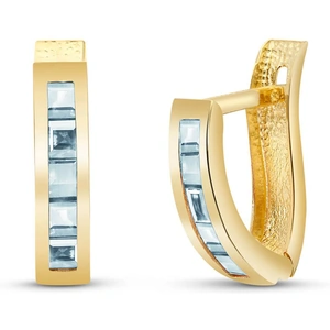 QP Jewellers Aquamarine Acute Huggie Earrings 0.85 ctw in 9ct Gold