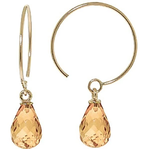 QP Jewellers Citrine Eclipse Circle Wire Earrings 1.35 ctw in 9ct Gold