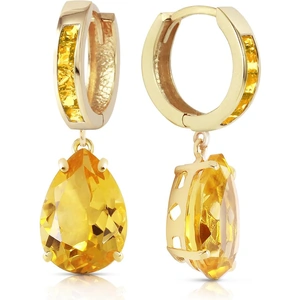 QP Jewellers Citrine Droplet Huggie Earrings 13.2 ctw in 9ct Gold
