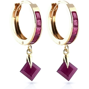 QP Jewellers Ruby Hoop Earrings 3.7 ctw in 9ct Gold